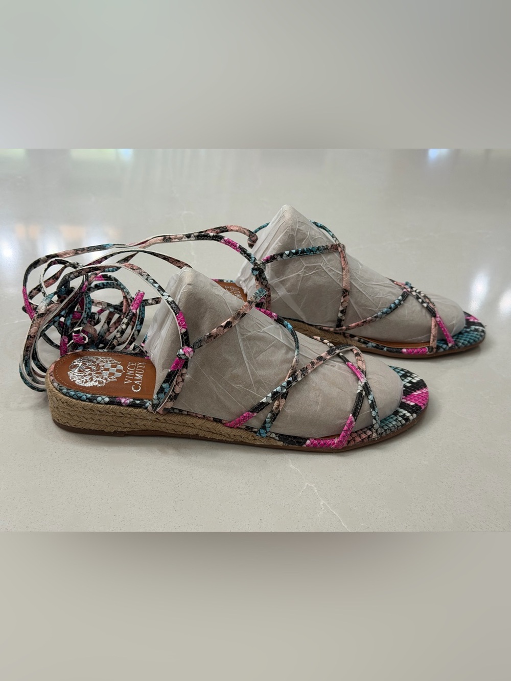 Vince Camuto Prasetta Strappy Gladiator Espadrille Wedge Sandals 9M Multicolor 🐍